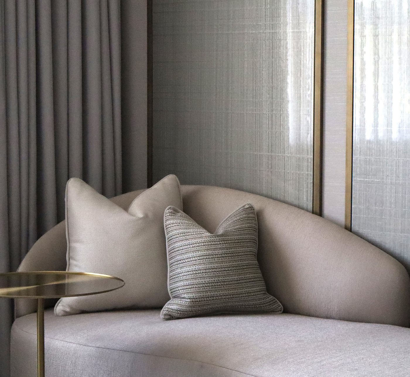 Bespoke sofa and cushions in a master bedroom